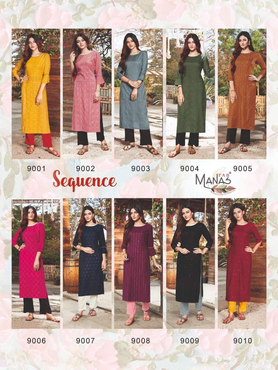 MANAS FAB LAUNCHES SEQUENCE RAYON KURTI WITH EMBROIDERY WORK